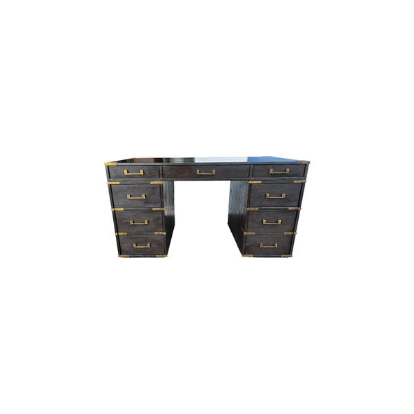 Restoration Hardware Cayden Campaign Desk Waxed black oak