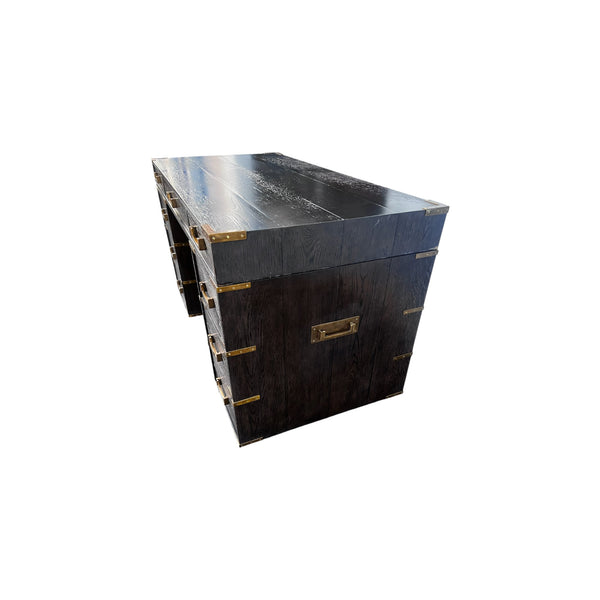 Restoration Hardware Cayden Campaign Desk Waxed black oak