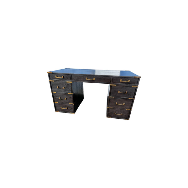Restoration Hardware Cayden Campaign Desk Waxed black oak