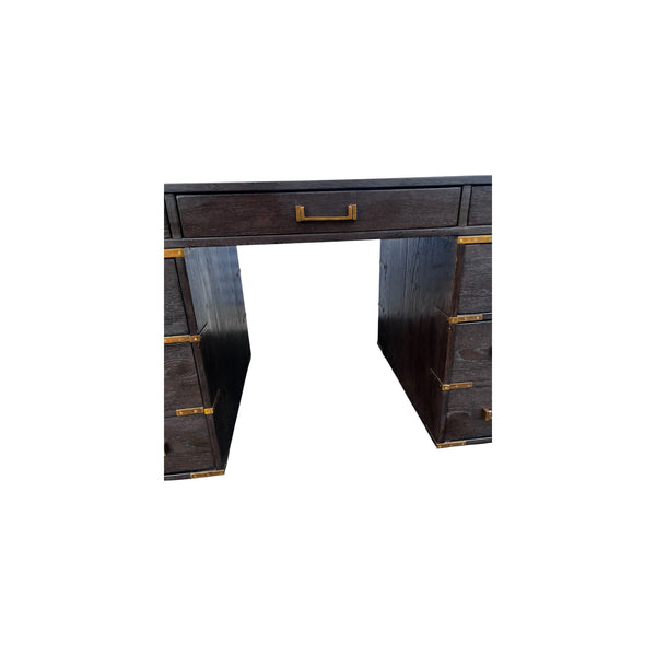 Restoration Hardware Cayden Campaign Desk Waxed black oak