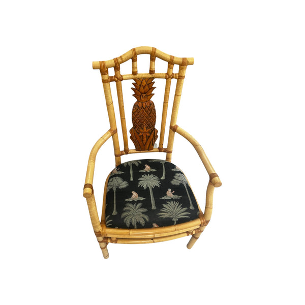 Vintage Tropical Regency Rattan Pineapple Dining Set in the style of Palecek