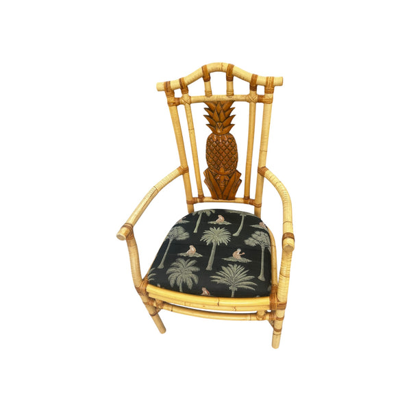 Vintage Tropical Regency Rattan Pineapple Dining Set in the style of Palecek