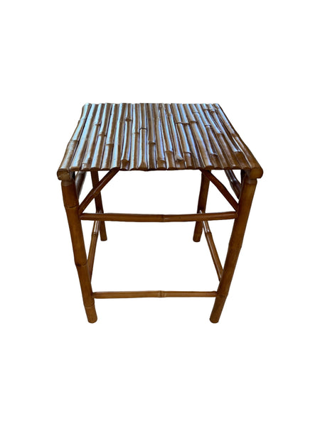 Vintage Natural Bamboo Rattan Side Table