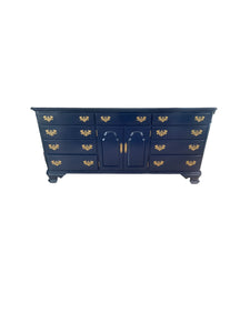 Ethan Allen Furniture Blue Navy Painted Georgian Long Dresser