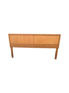 Mid-Century Modern Oak and Cane King Bed Headboard by Lane