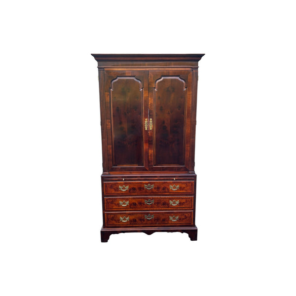 Henredon Aston Court Collection Georgian Banded Burled Armoire / TV cabinet