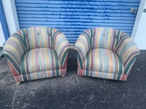 Pair of Mid Century Club barrel chairs