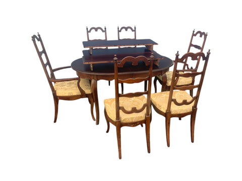 Drexel Queen Anne French Provincial Dining Room Set With 6 Chairs, 3 Leaves