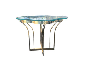 Hollywood Regency Clover Cloud Glass and Gold Side /end Table