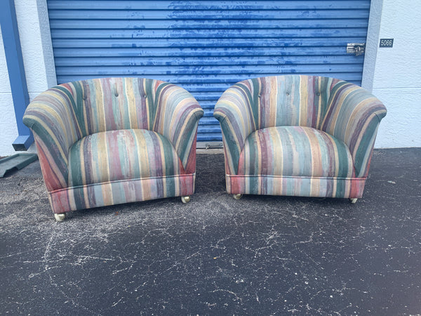 Pair of Mid Century Club barrel chairs