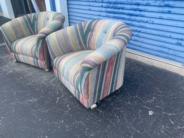 Pair of Mid Century Club barrel chairs