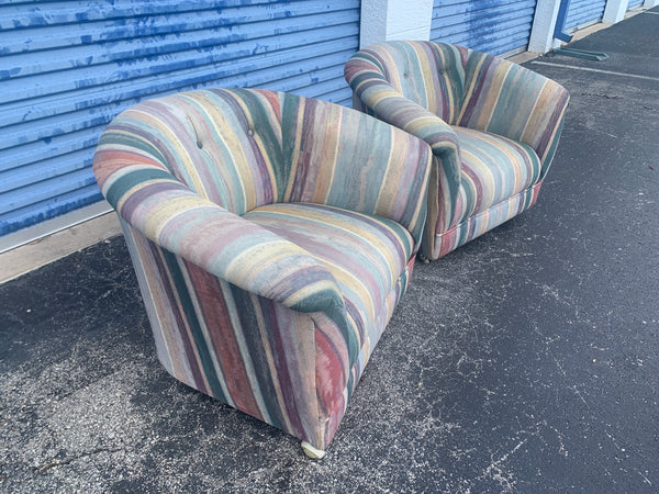 Pair of Mid Century Club barrel chairs