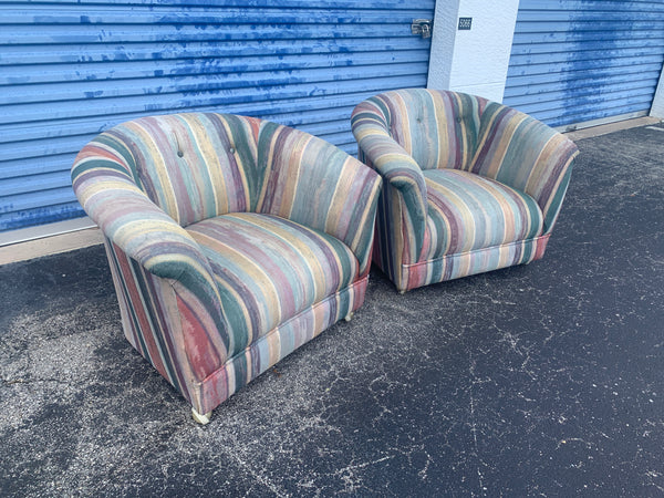 Pair of Mid Century Club barrel chairs