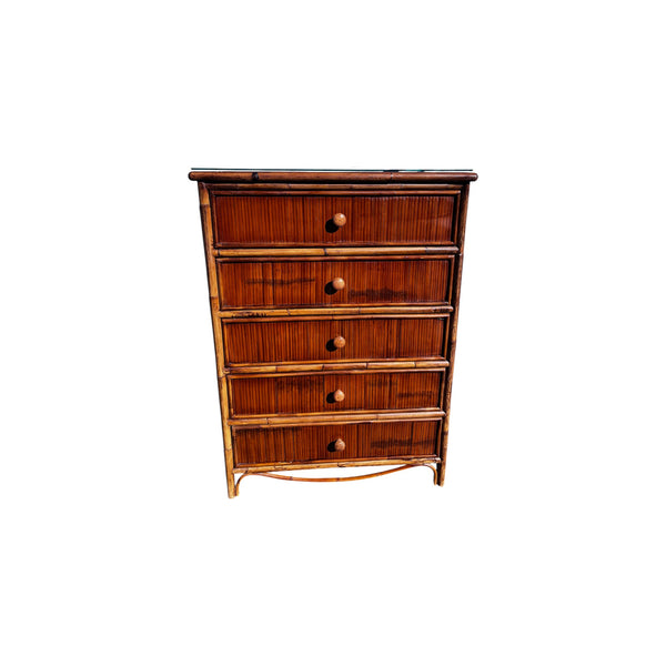 Vintage Coastal Split Reed Chest of Drawers