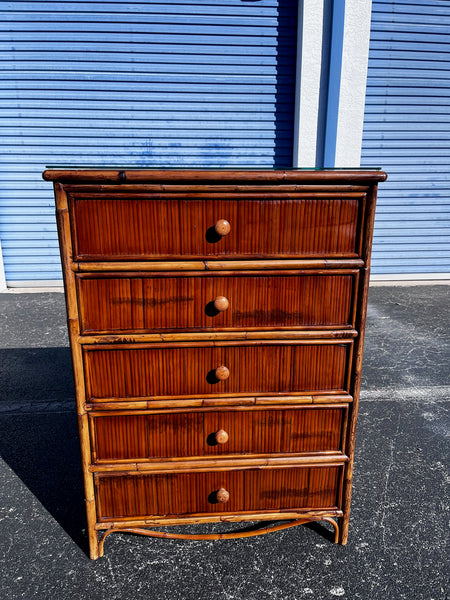 Vintage Coastal Split Reed Chest of Drawers