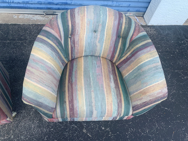 Pair of Mid Century Club barrel chairs