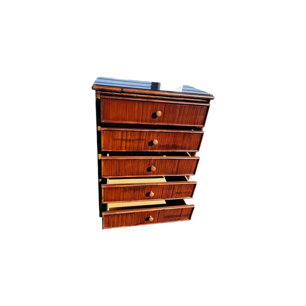 Vintage Coastal Split Reed Chest of Drawers