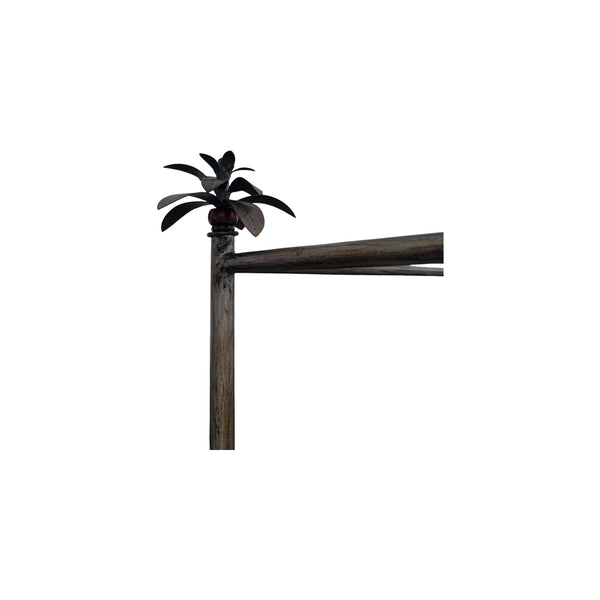 Vintage Regency Silver Leaf Palm Tree Queen Size Canopy Bed