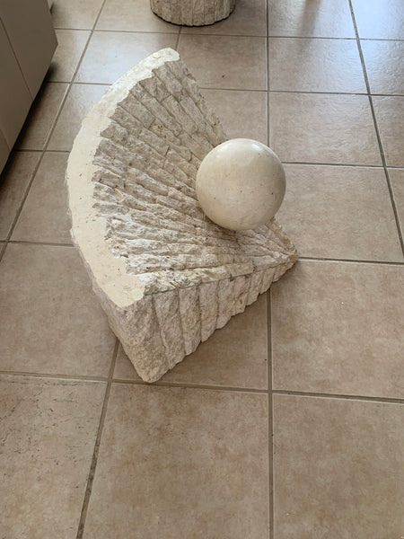 Vintage Postmodern Tessellated Stone Geometric Coffee Table