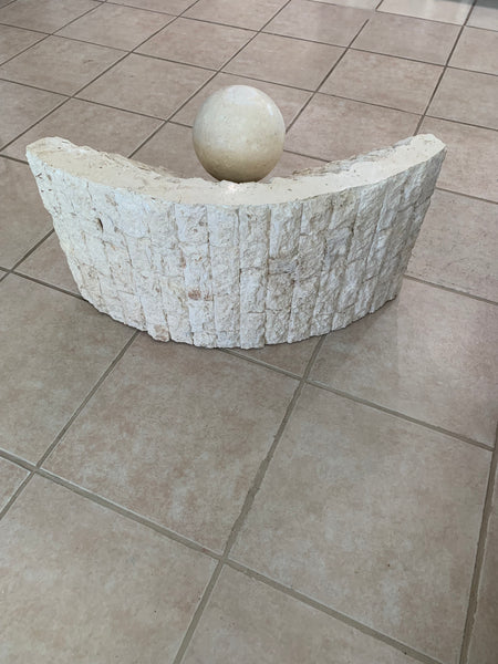 Vintage Postmodern Tessellated Stone Geometric Coffee Table