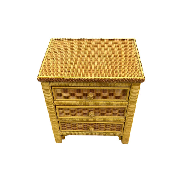 Lexington Henry Link Wicker 3 Drawer Nightstand Yellow