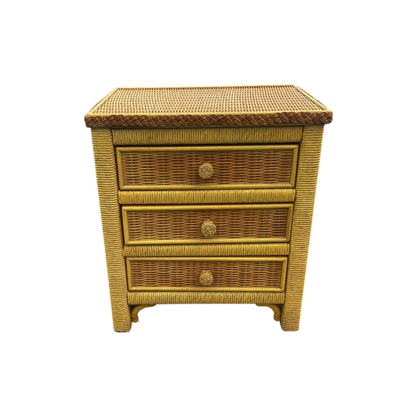 Lexington Henry Link Wicker 3 Drawer Nightstand Yellow