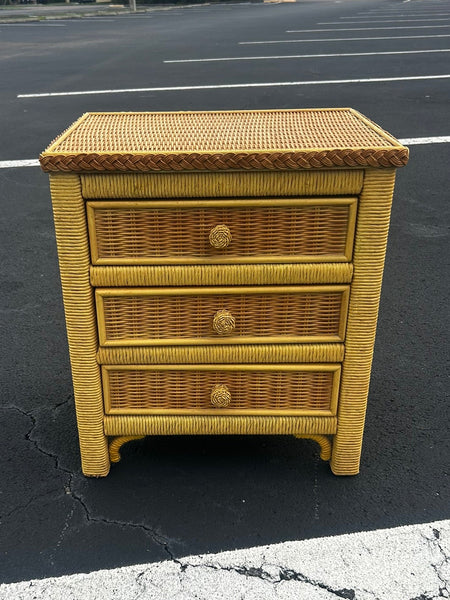 Lexington Henry Link Wicker 3 Drawer Nightstand Yellow