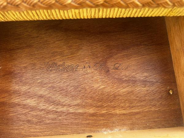 Lexington Henry Link Wicker 3 Drawer Nightstand Yellow