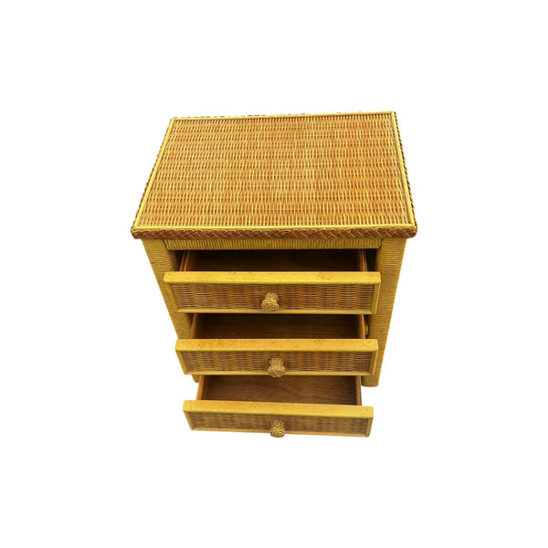 Lexington Henry Link Wicker 3 Drawer Nightstand Yellow