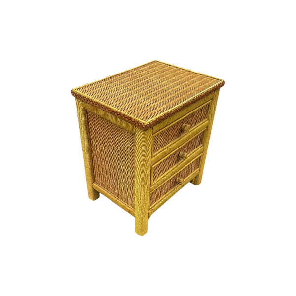 Lexington Henry Link Wicker 3 Drawer Nightstand Yellow