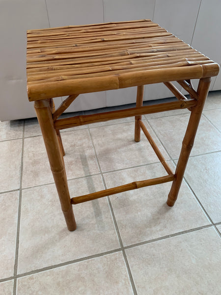 Vintage Natural Bamboo Rattan Side Table