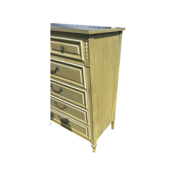 Vintage Dixie French Country Tallboy Chest of 5 Drawers