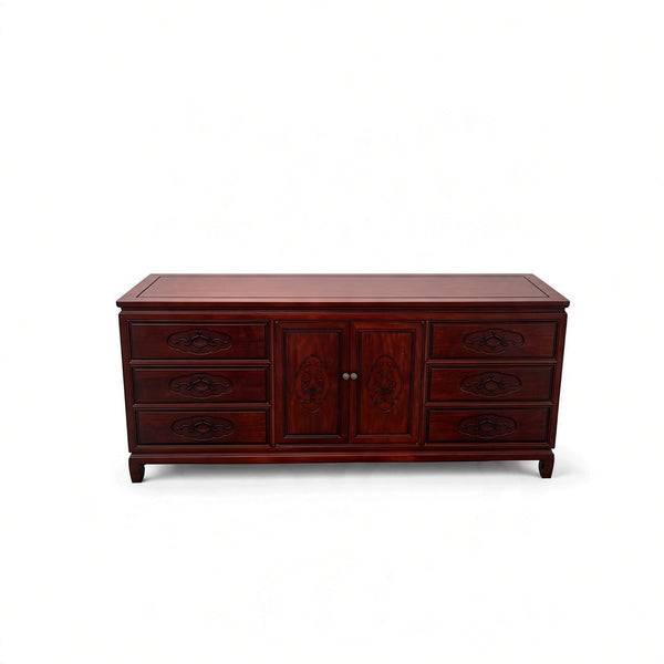 Vintage Solid Rosewood Credenza Cabinet Sideboard Oriental Dresser