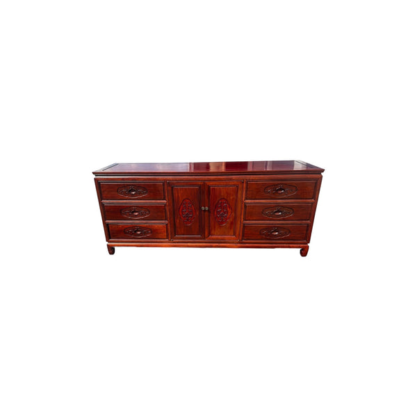 Vintage Solid Rosewood Credenza Cabinet Sideboard Oriental Dresser