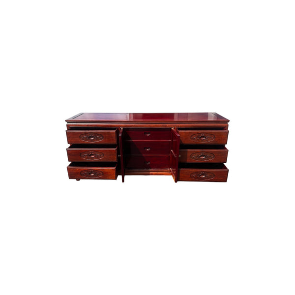 Vintage Solid Rosewood Credenza Cabinet Sideboard Oriental Dresser
