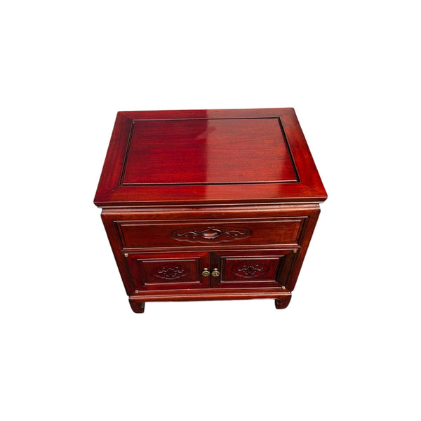 Vintage Solid Rosewood Oriental Nightstands a pair