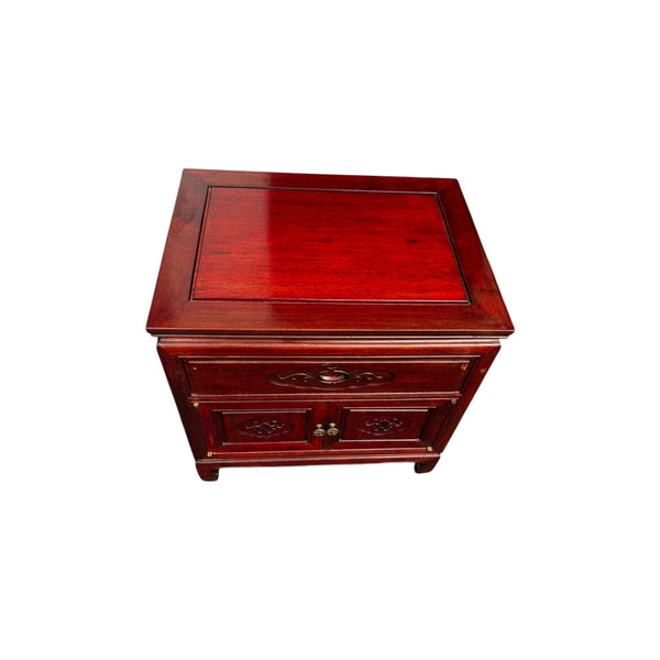 Vintage Solid Rosewood Oriental Nightstands a pair