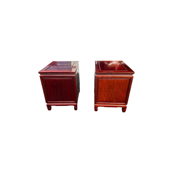 Vintage Solid Rosewood Oriental Nightstands a pair