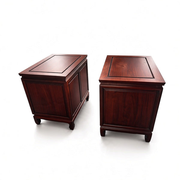 Vintage Solid Rosewood Oriental Nightstands a pair
