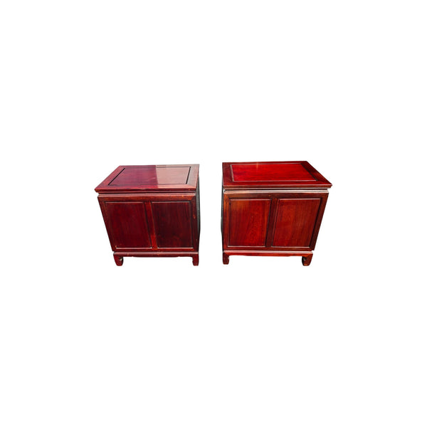 Vintage Solid Rosewood Oriental Nightstands a pair
