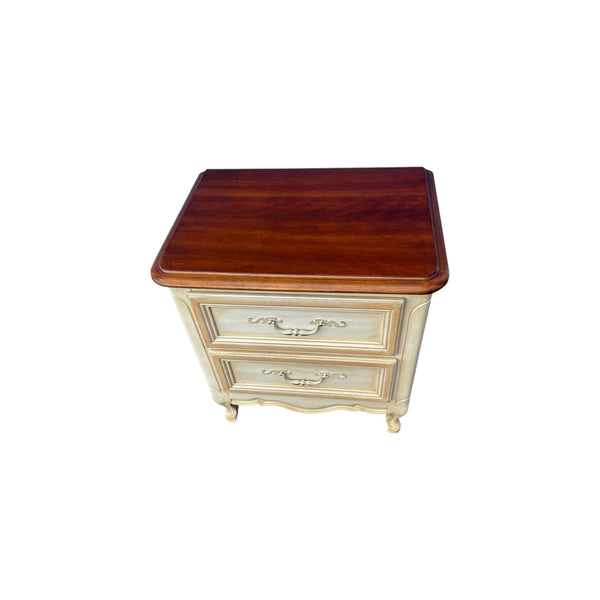 Dixie French Provincial 2-Drawer Nightstand, Distressed, Two-Tone Commode.