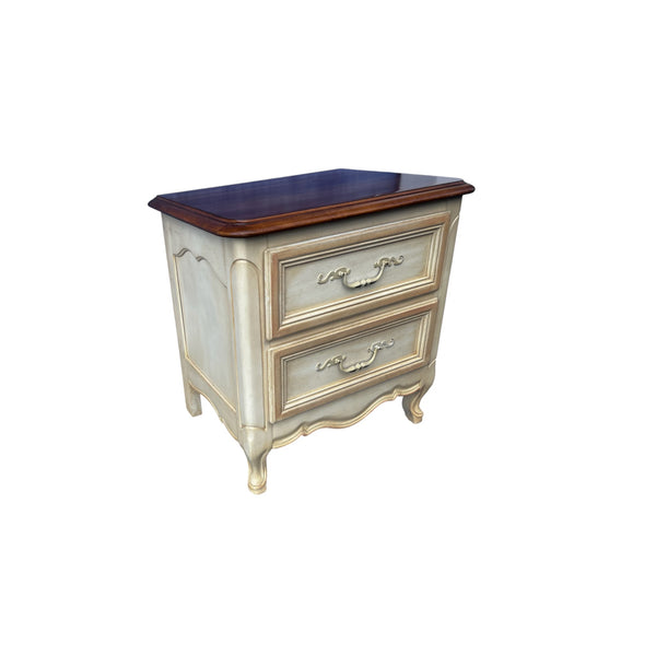Dixie French Provincial 2-Drawer Nightstand, Distressed, Two-Tone Commode.