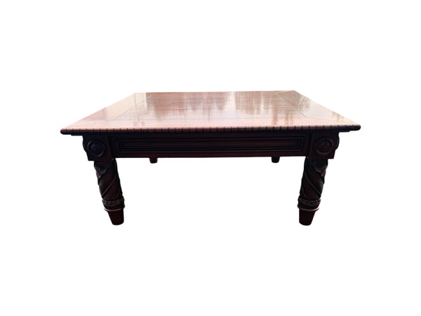 Beautiful Ralph Lauren American Mahogany Carved Wood Coffee Table Square