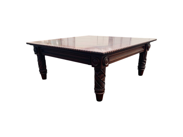 Beautiful Ralph Lauren American Mahogany Carved Wood Coffee Table Square