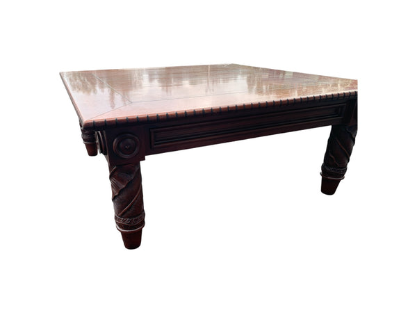 Beautiful Ralph Lauren American Mahogany Carved Wood Coffee Table Square