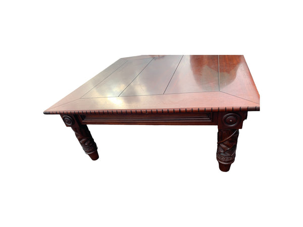 Beautiful Ralph Lauren American Mahogany Carved Wood Coffee Table Square