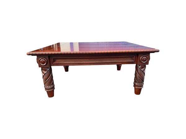 Beautiful Ralph Lauren American Mahogany Carved Wood Coffee Table Square