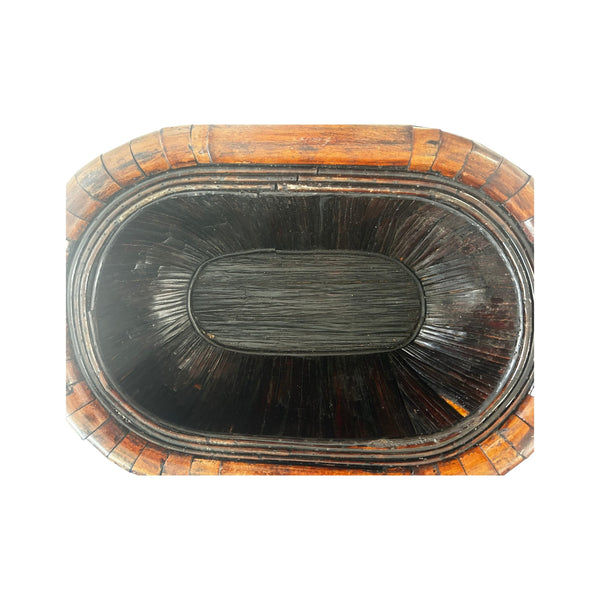 Bamboo Plant Stand with Large Woven Basket Top a Pair