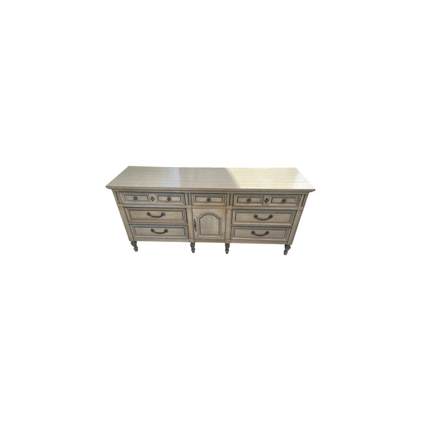 Dixie French Country 9 Drawers Farmhouse Shabby Chic Style Cream & Light Blue