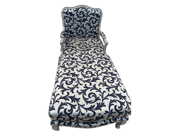 High End French Chaise Lounge Silver and blue